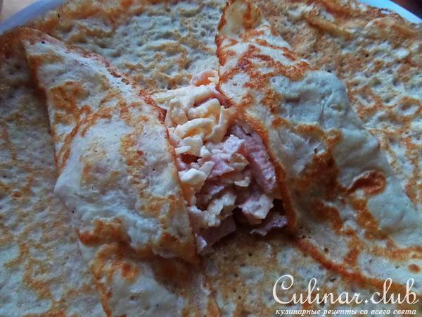 Блины с ветчиной и сыром