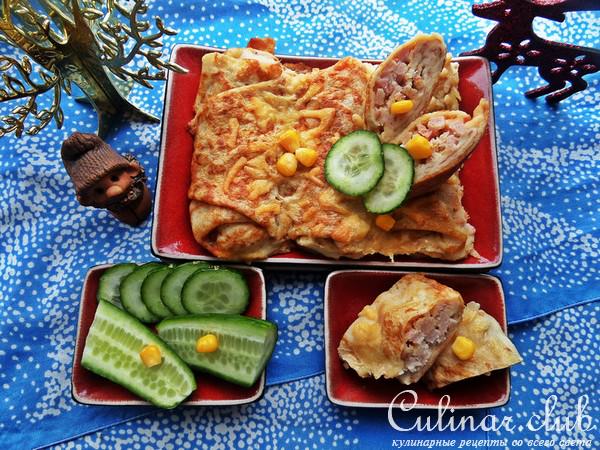 Блины с ветчиной и сыром