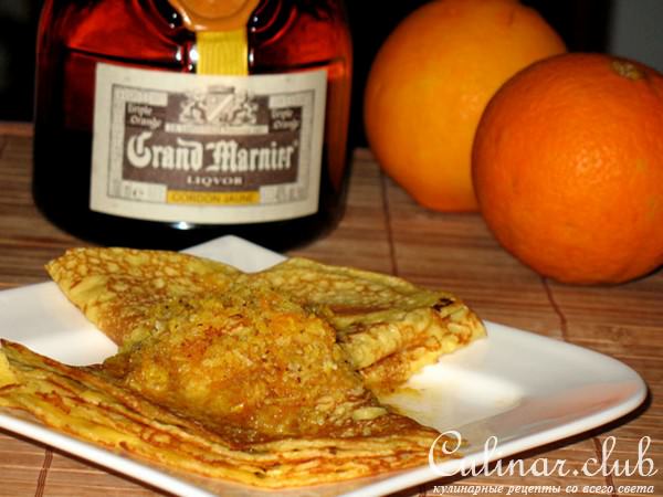 Crepes Suzette (Креп Сюзетт) или блины из кукурузной муки с апельсиновым соусом