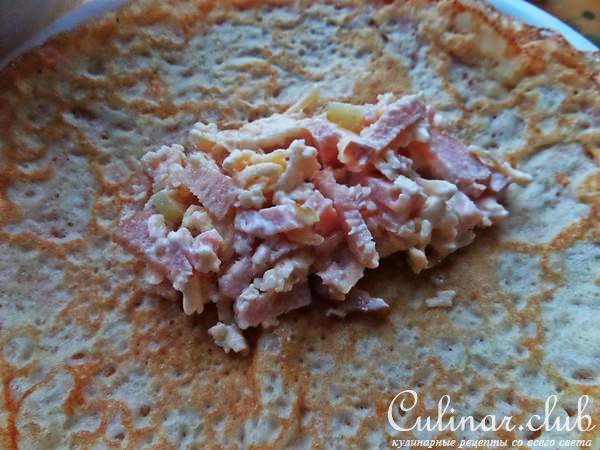 Блины с ветчиной и сыром