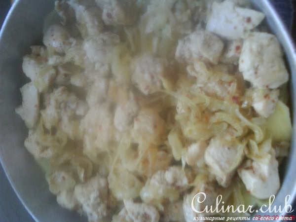 запеканка с грибами ,картошкой и курицей