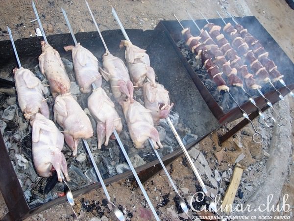 Перепелки на шампурах