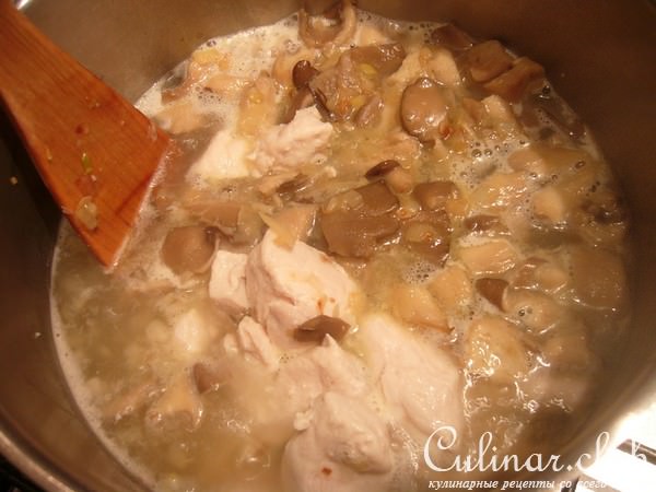 каша овсяная с курицей и грибами