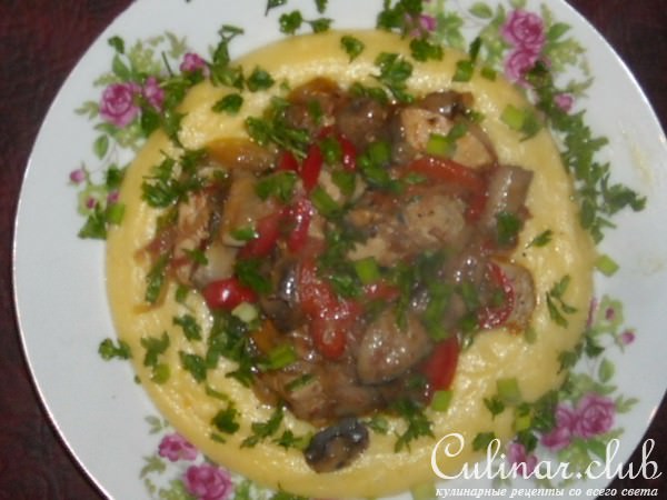 кукуруза с грибами и курочкой