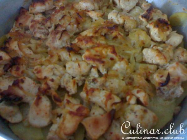 запеканка с грибами ,картошкой и курицей
