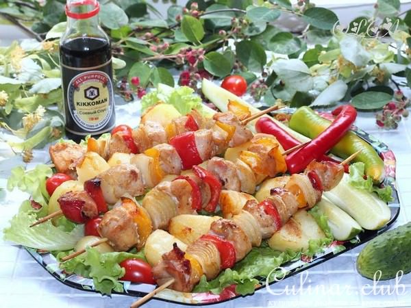 Шашлык по-гречески. Сувлаки из куриной грудки
