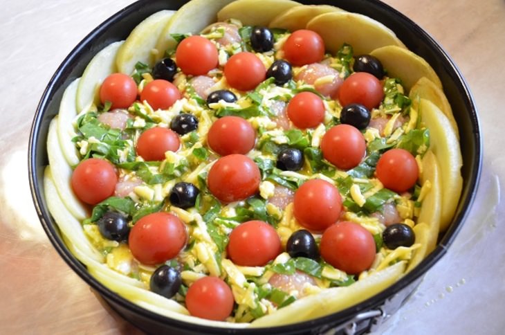 Киш сытейший в картофельной основе