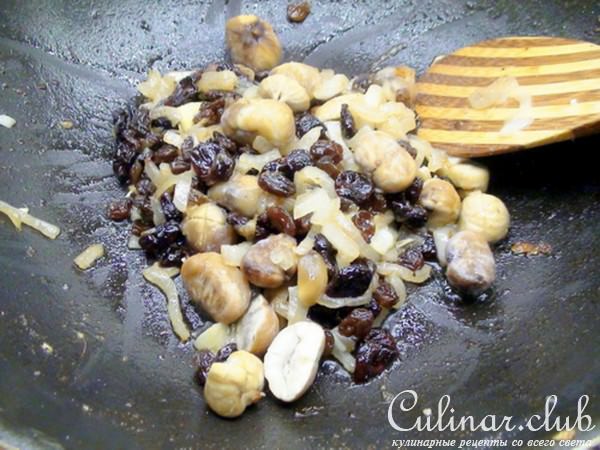 Плов в лаваше, с курятиной, каштанами и сухофруктами. Упрощённый вариант.