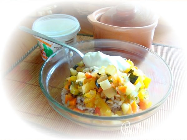 Перловая каша с овощами.
