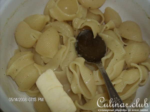Паста с копченной рулькой и грибами (вариант)