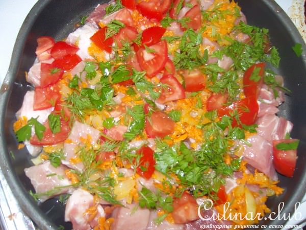 Свинина с овощами.