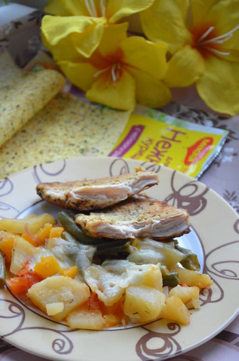 Овощное рагу с тыквой и нежной курочкой