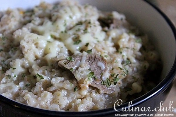 Каша из многозлаковых хлопьев с мясом и сыром " Завтрак богатыря"