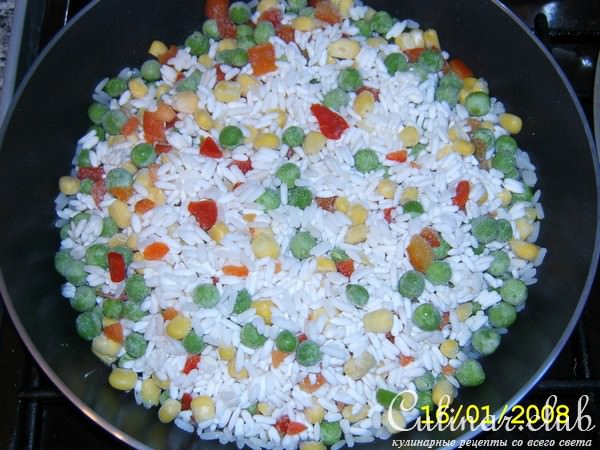 Шницель с рисом и овощами