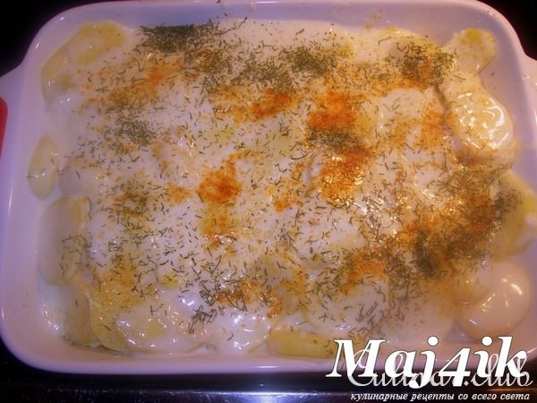 Сливочно-картофельный гратен с лососем и другими вкусностями