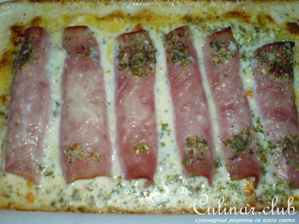 Запеканка из спаржи,ветчины и картофеля