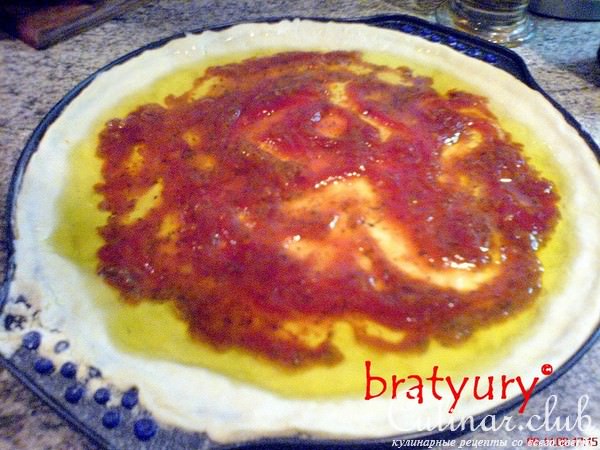 Pizza con pancetta e broccoli - Пицца с беконом и брокколи