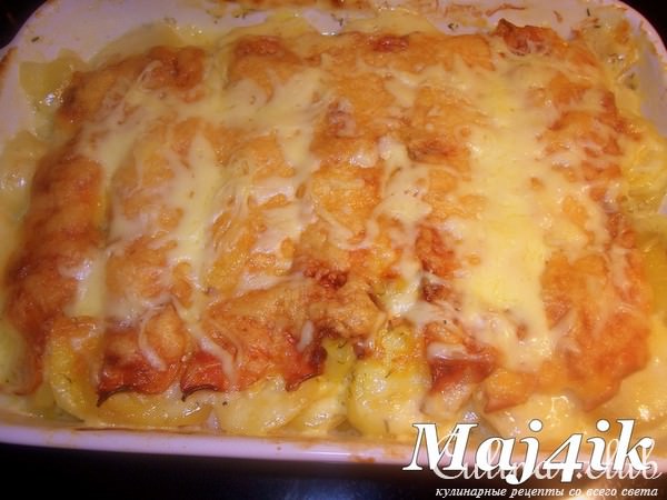 Сливочно-картофельный гратен с лососем и другими вкусностями