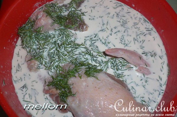 Курочка под сливками с картофелем и цветной капустой