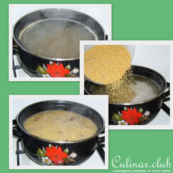 Пшеничная каша с куринными желудочками