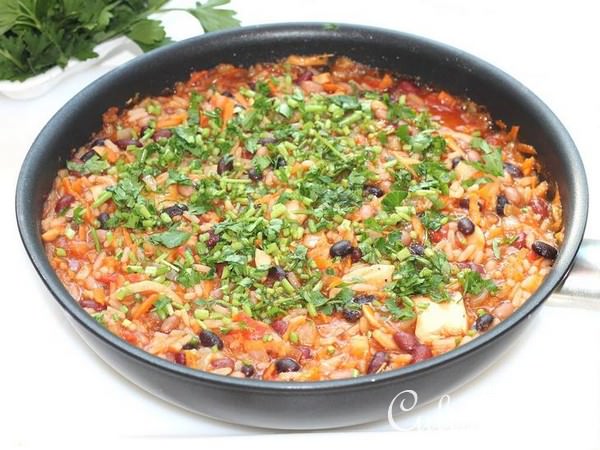 Паста с грибами и фасолью