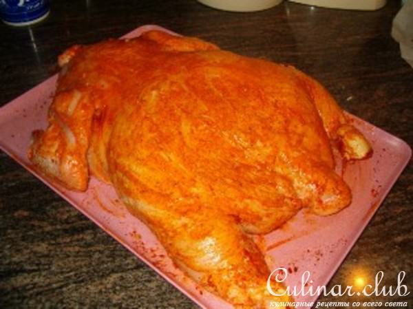 Фаршированная курица без костей.
