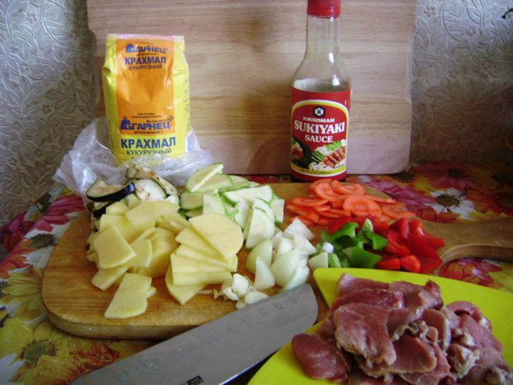 Свинина с овощами по-маньчжурски.