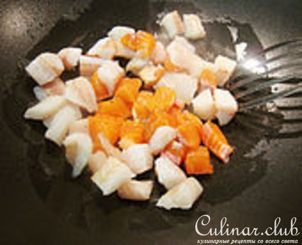 Рыбное чудо с овощами и креветками.