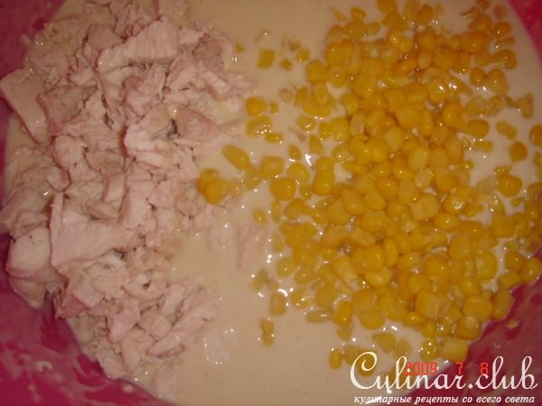 Кукурузные оладьи с курятиной