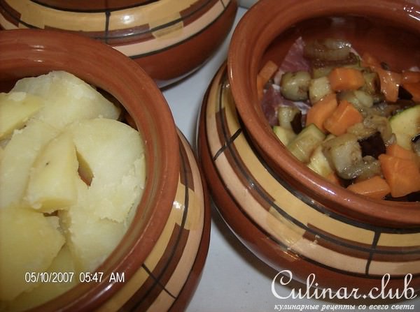 Мясо с овощами в горшочке (вариант)