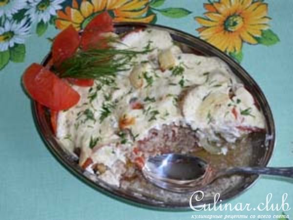 Запеканка с кабачками, баклажанами и мясом