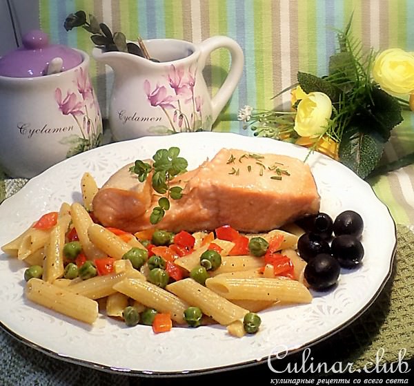 Форель и паста Пенне с овощами к праздничному столу!