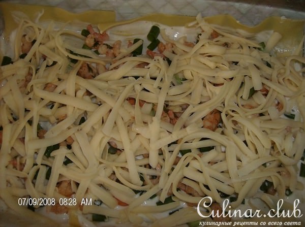Лазанья с креветками