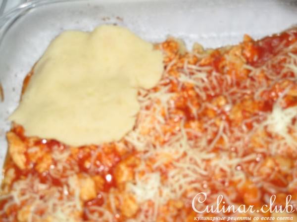 сытный мясной пирог с картошкой и сыром