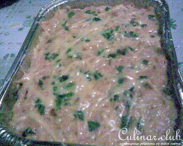 Картофельные оладьи, запеченные в мясной подливе