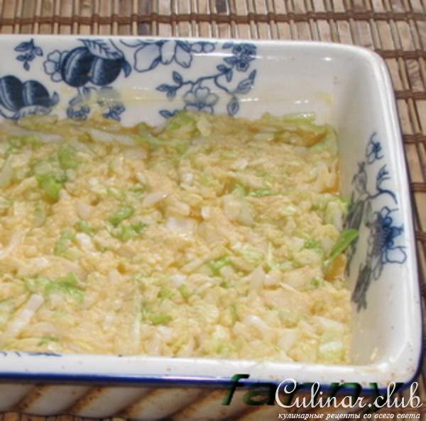 Капустная запеканка с грибами