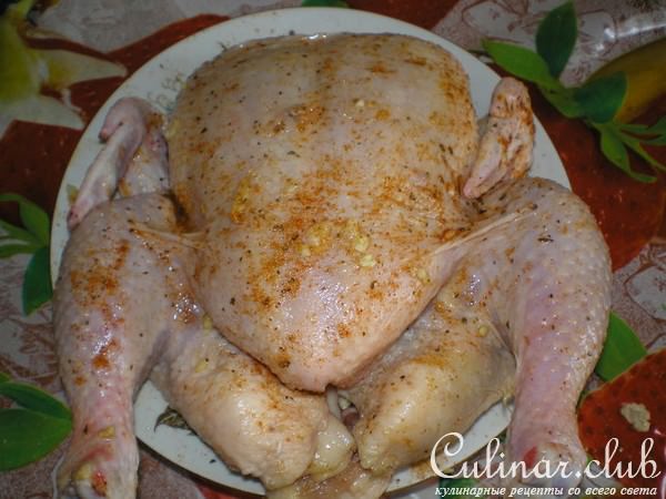Курица фаршированная сыром и грибами