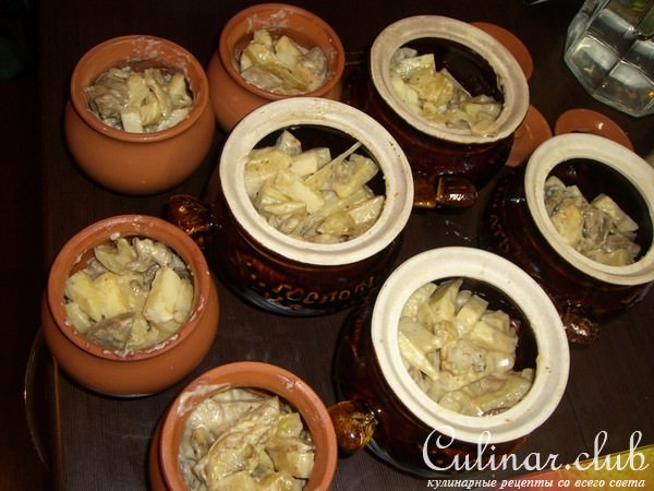 Индейка с грибами в горшочке