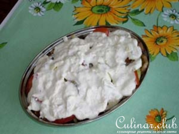 Запеканка с кабачками, баклажанами и мясом