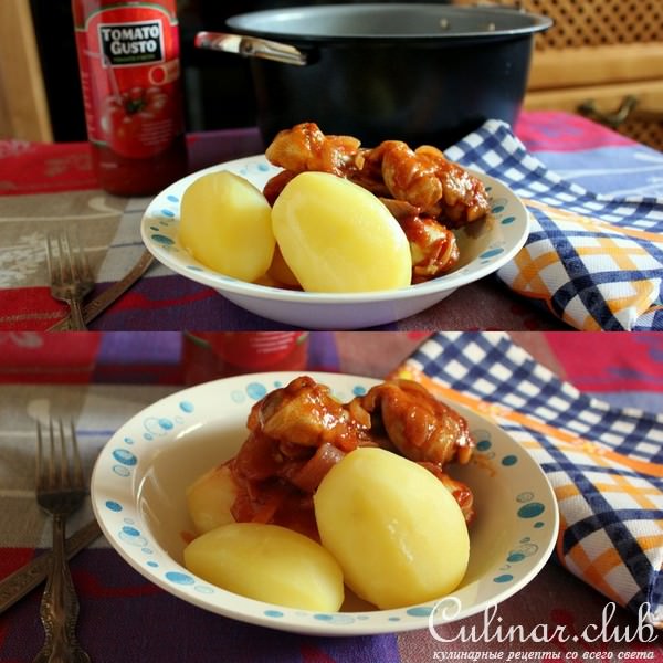 Курица в южно-итальянском стиле с отварным картофелем