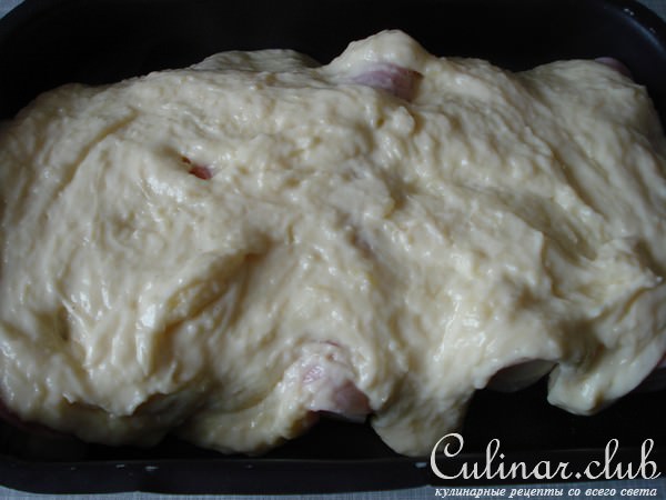 Цикорный салат с ветчиной под сырной корочкой