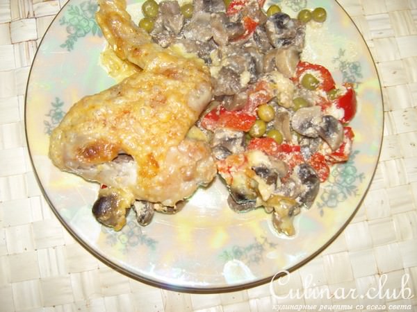 КУрочка с овощами и грибами