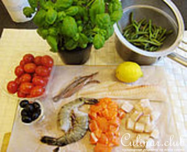 Рыбное чудо с овощами и креветками.