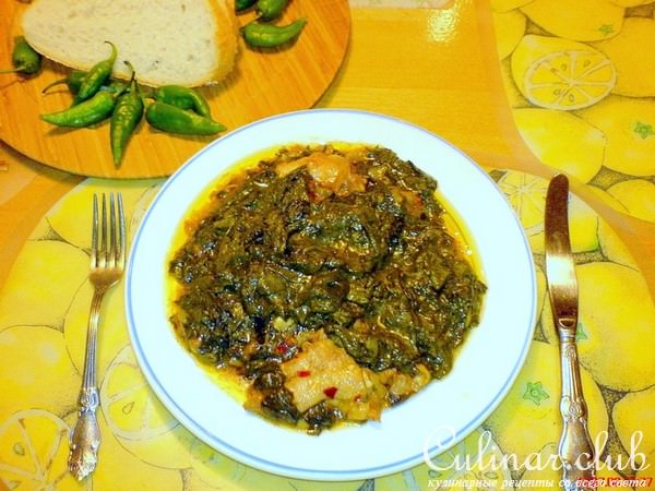 Щавель дикий, запечённый с курицей, да и бульон куриный