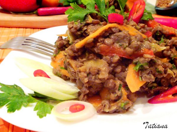 Рагу из чечевицы с овощами