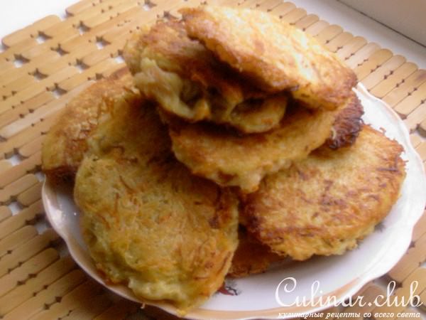 Драники золотистые,чесночно-грибочные.