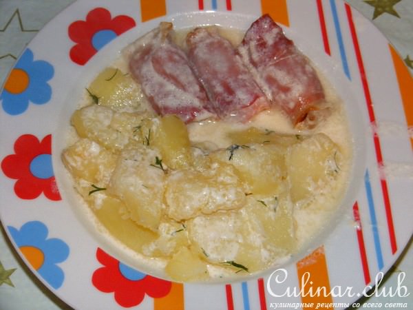 Копчёные мясные рулетики с картошкой