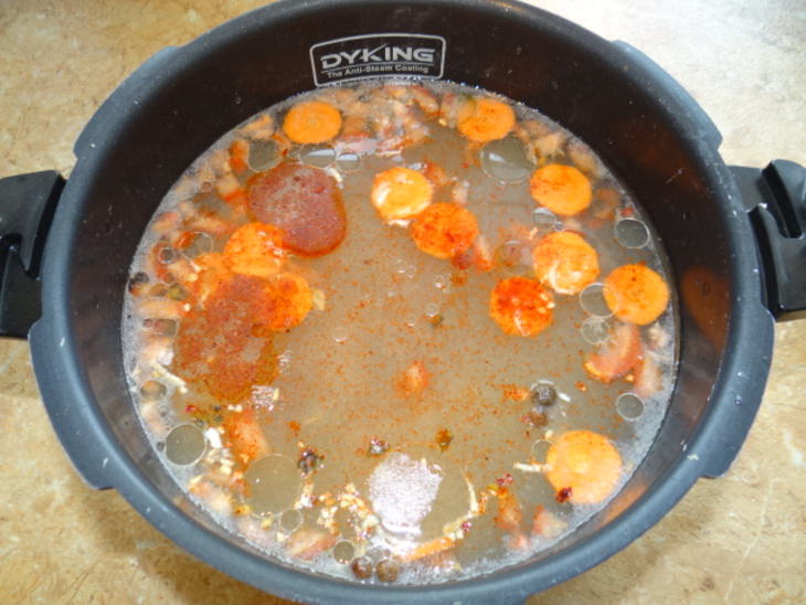 Рассольник с куриными сердечками в мультиварке (ФМ)