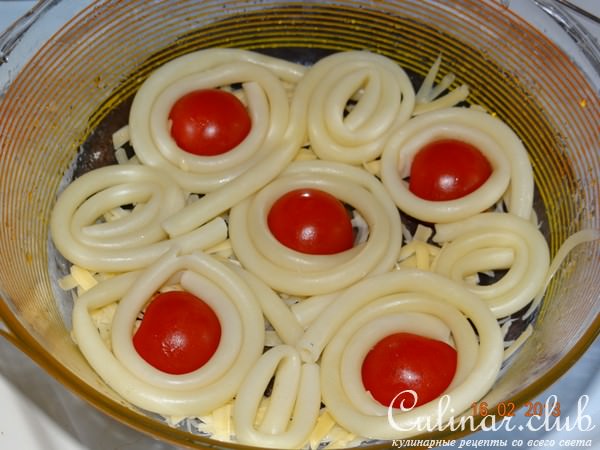 Макаронный пирог с начинкой