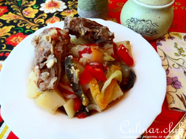 Баранина тушёная с овощами,по мотивам Домлямы.
